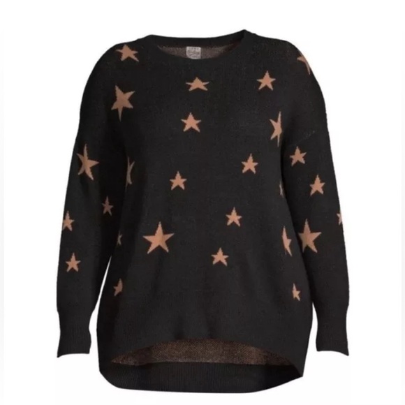 NWT Como Vintage Sweater Black with Gold Stars Plus Sizes - Picture 2 of 9